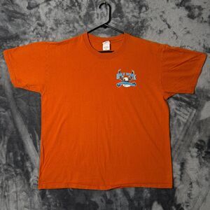 Vintage Y2K Bike Week Double Sided Orange Promo Short Sleeve T-Shirt Size XL